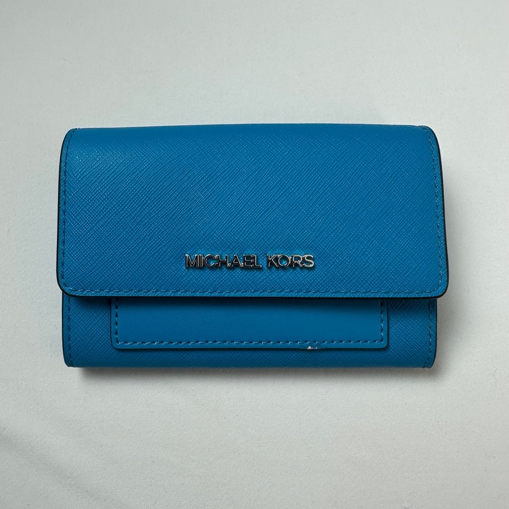 Michael Kors Jet Set Travel Blue Saffiano Leather Wallet NWT MSRP $128